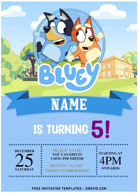 Bluey Party Invitations Template